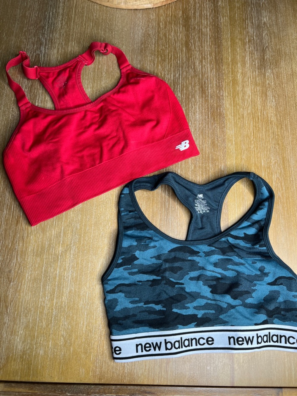 New Balance Red Seamless & Blue Camo Sports Bras
